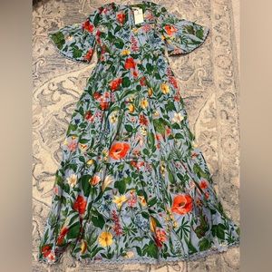 NWT Tuckernuck blue blooming botanical ginger dress